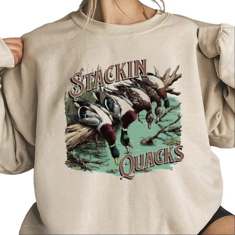 Stackin Quacks Mallard Duck Graphic T-shirt Sweatshirt Hoodie, Hunting Season shirt, Cotton Womenswear Day | WearSparks.com