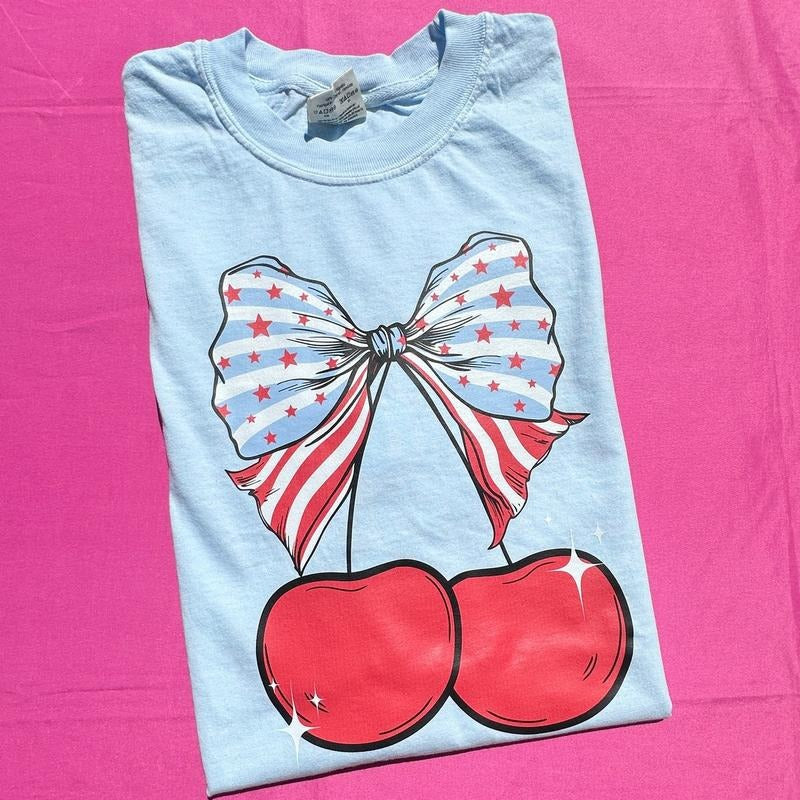 Star Spangled Cherry Coquette Comfort Colors T-Shirt 'NLB' Hoodie, Sweatshirt | WearSparks.com