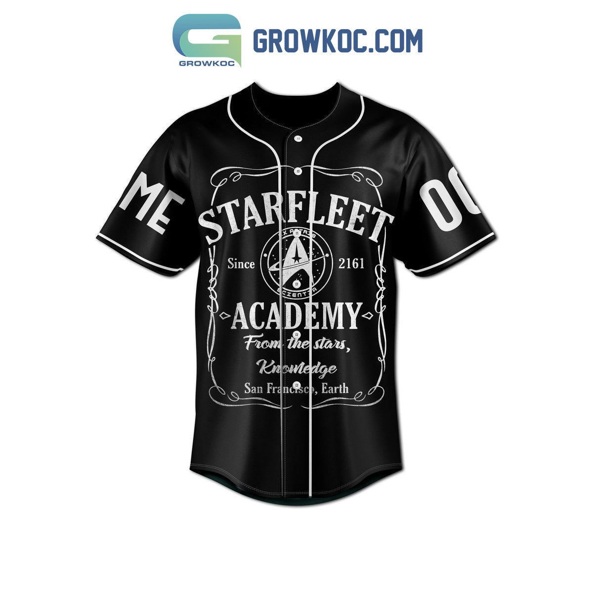 Starfleet Academy From The Stars Knowledge Black Design Personalized Baseball Jersey