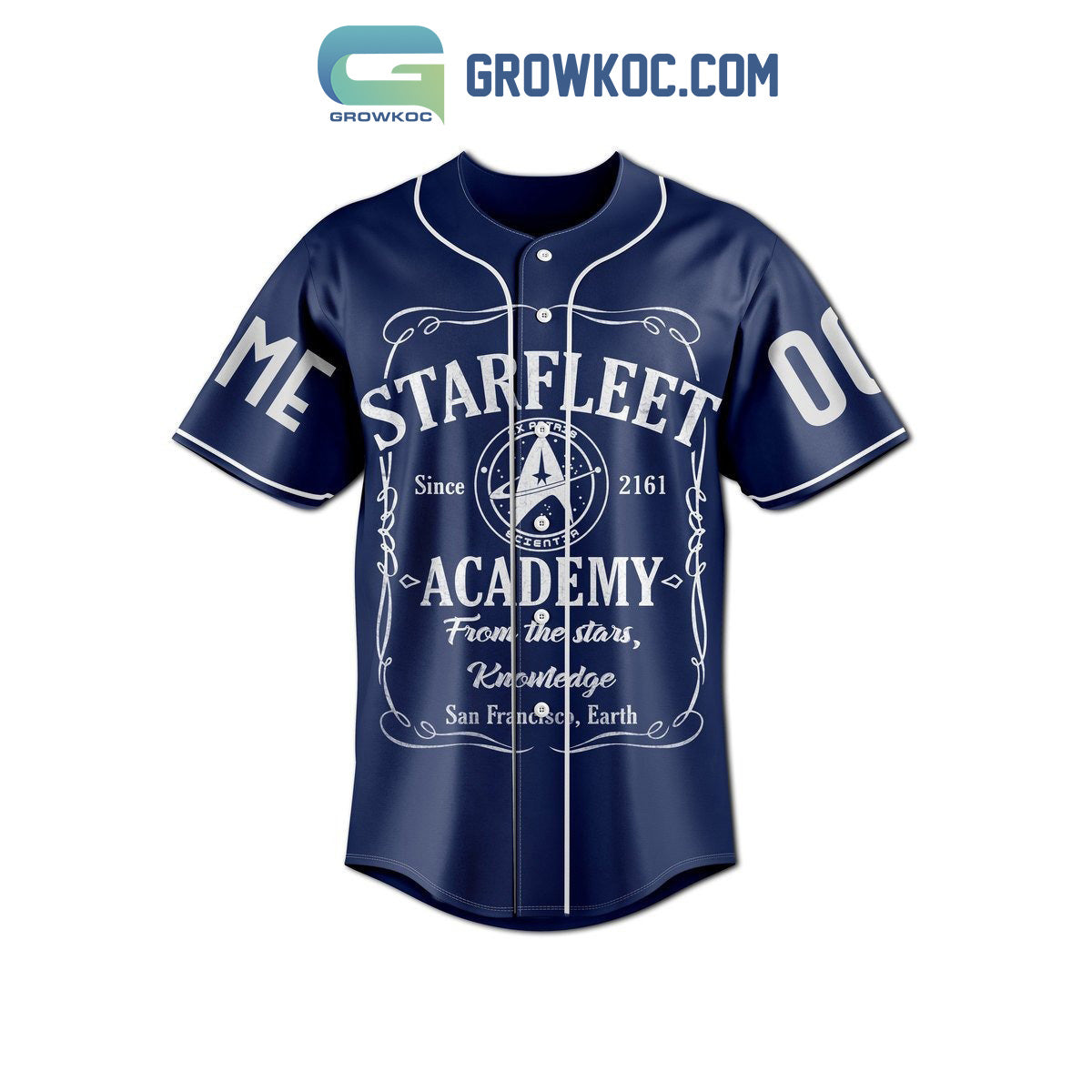 Starfleet Academy From The Stars Knowledge Blue Design Personalized Baseball Jersey