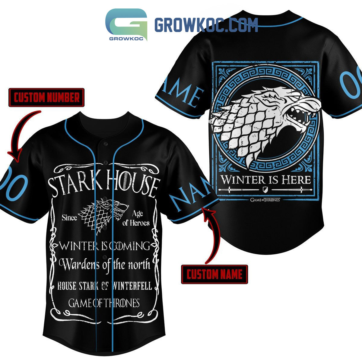 Stark House Game Of Thrones Winter Is Here Personalized Baseball Jersey