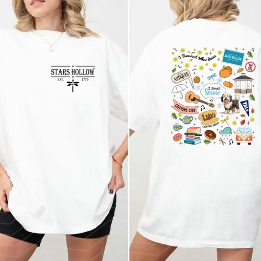 Stars H0ll0w Connecticut 1779 Shirt, Gilmore Girls Shirt, Autumn Tshirt, Luke's Diner Shirt Casual Cotton Top