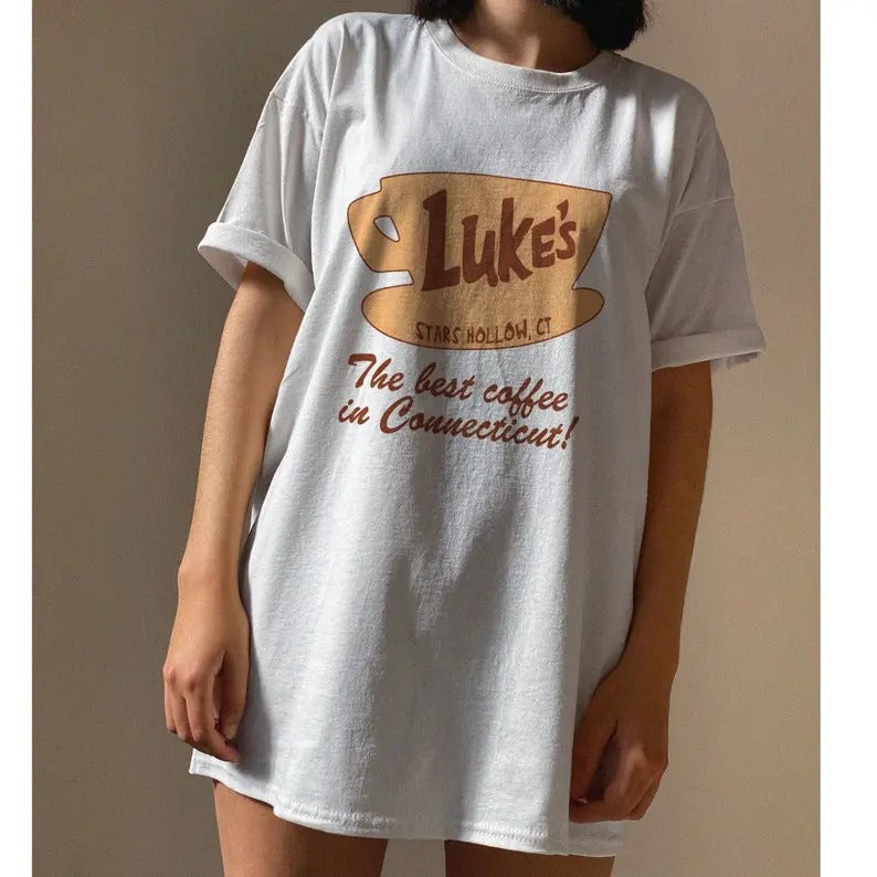 Stars Hollow Luke's Coffee Shirt, Best Coffee In Connecticut, Stars Hollows Shirt, Tv Show Shirt, Lukes Coffee T-shirt,...