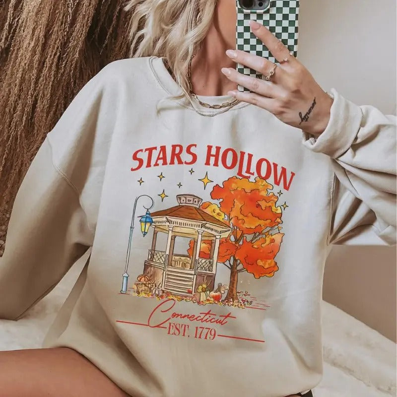 Stars Hollow Sweatshirt,Stars Hollow Connecticut Est. 1779 ~ Unisex Apparel Relaxed Fit Printed In The USA Clothing...