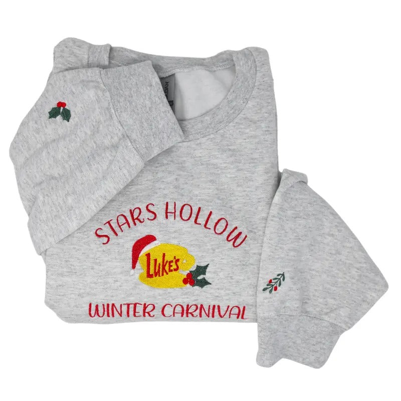 Stars Hollow Winter Carnival Embroidered Crewneck Pullover Unisex Sweatshirt T-Shirts, Hoodie | WearSparks.com