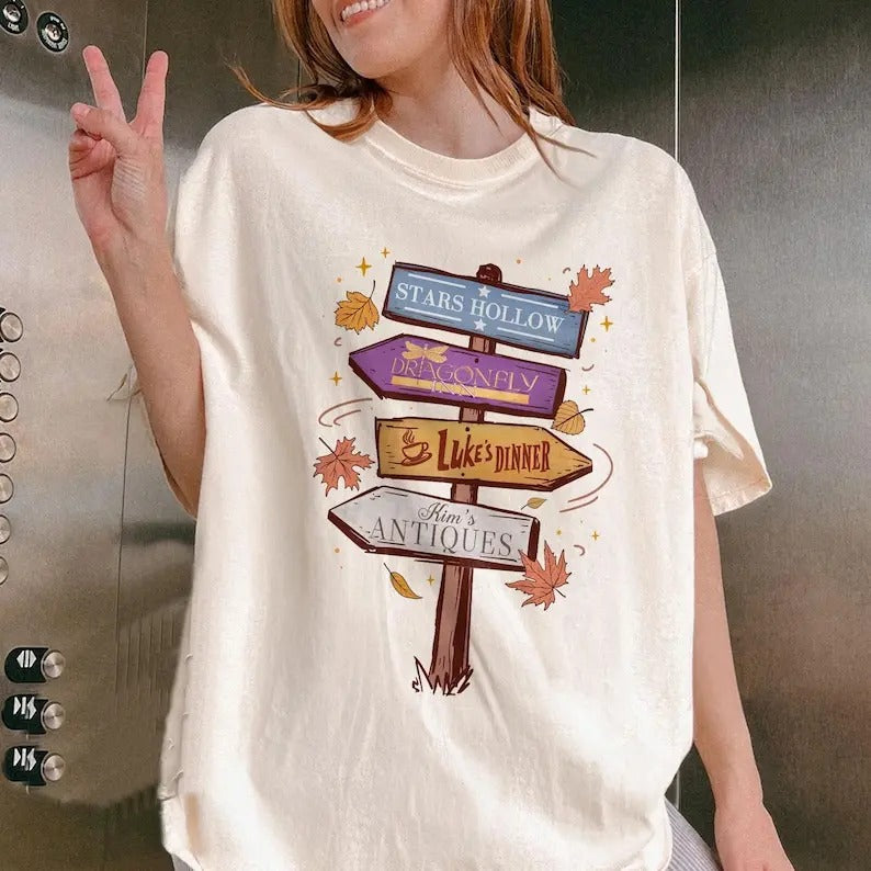 Stars Hollows Connecticut  Shirt, Luke's Coffee Luke's Diner Shirt, Dragonfly Inn, TV Show Fans Gift Design Cotton...