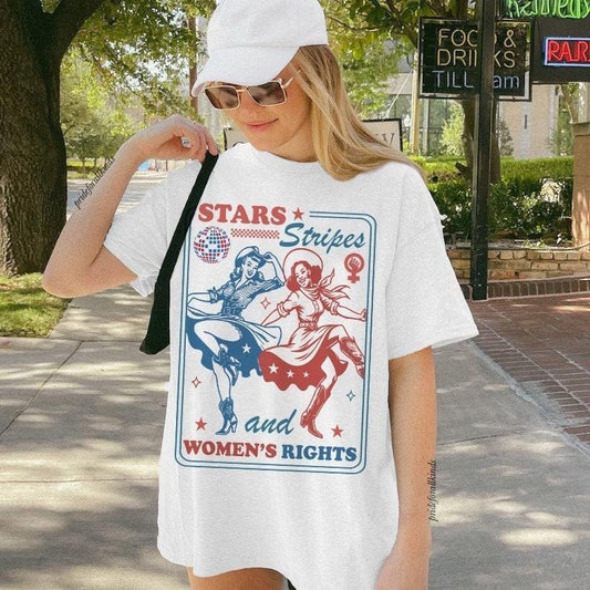 Stars stripes and women's rights | reproductive rights | pro roe v wade shirt | social democrat | leftist | vote banned...