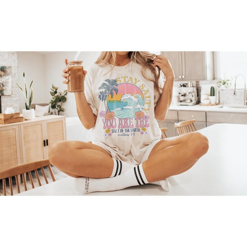 Stay Salty Bible Verse Shirt Christian Shirt Beach TShirt Faith Based Shirt Christian T Shirts Jesus Shirt Trendy Modest...