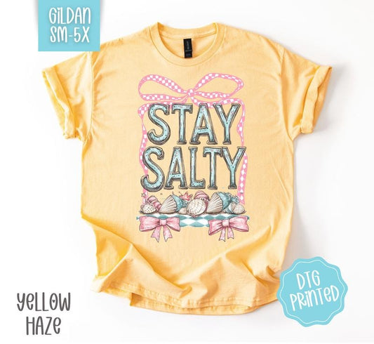 Stay Salty Coquette Gildan Tshirt, Cute Summer Shirt, Girly Beach Tee Hoodie, Sweatshirt | WearSparks.com
