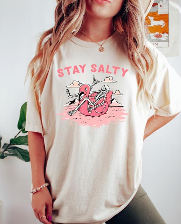 Stay Salty Tee, Salty Skeleton T-shirt, Beach Tee,  Funny Skeleton Beach Tee, Funny Beach Skeleton Shirt Hoodie, Sweatshirt