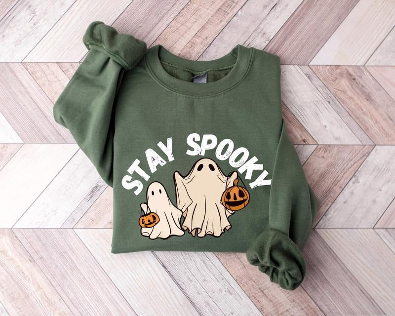 Stay Spooky Sweatshirt, Halloween Sweatshirt, Ghosts Pumpkin Face Halloween Shirt, Womens Halloween Sweatshirt, Spooky...