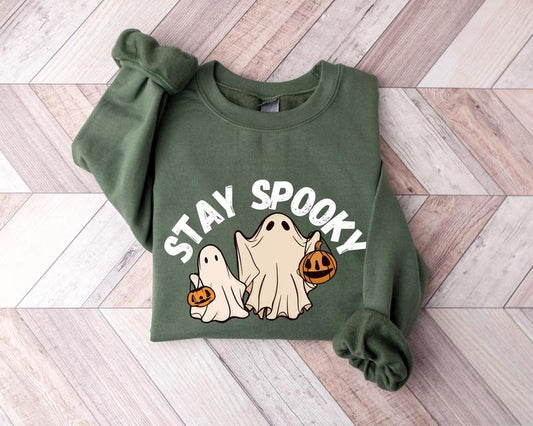 Stay Spooky Sweatshirt, Halloween Sweatshirt, Ghosts Pumpkin Face Halloween Shirt, Womens Halloween Sweatshirt, Spooky...