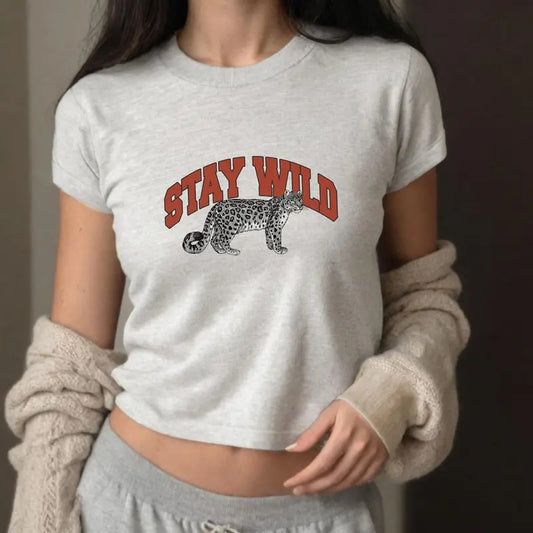 Stay Wild Baby Tee - Easy Tiger Retro Inspired Graphic T-Shirt for Men and Women, 90s Y2K Fashion