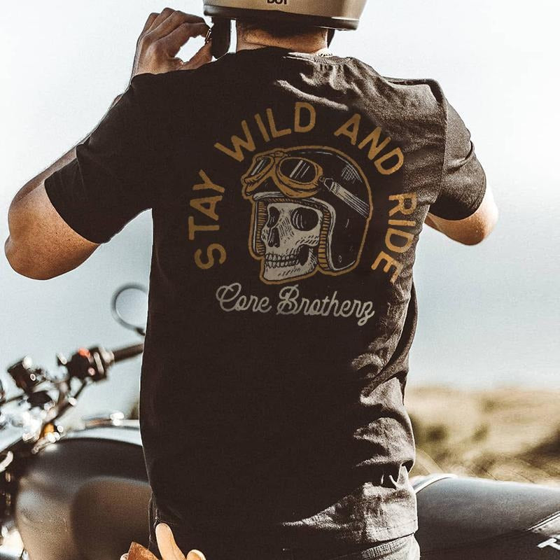 Stay wild and ride SK print designer t-shirt - Naughty Clothes Men Hoodie, Sweatshirt | WearSparks.com