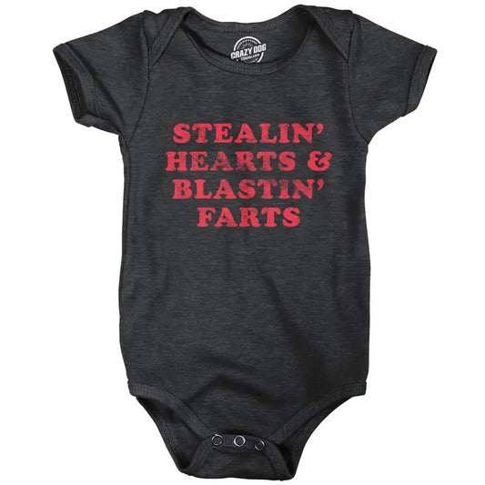 Stealin Hearts and Blastin Farts Baby Bodysuit Funny Cute Stinky Newborn Jumper Funny Baby Onesies Love Onesie for Baby...