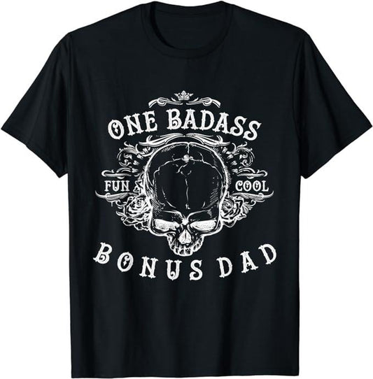 Stepdad T Shirt, Gifts For Stepdad, Funny Step Dad Gifts One Badass Bonus Dad T-Shirt Menswear, Father's Day Shirt Casual...