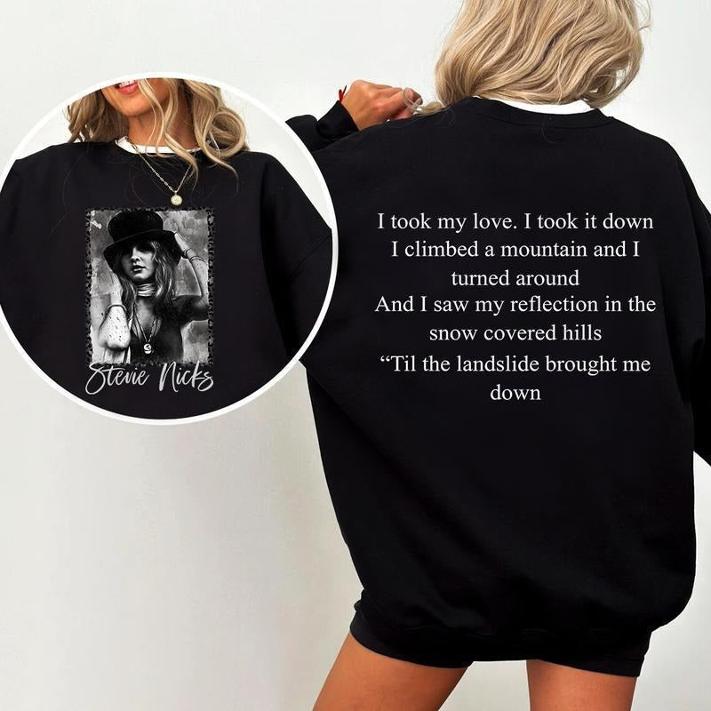 Stevie Nicks Til the landslide brought me down t-shirt, retro Stevie Nicks 90s sweatshirt hoodie | WearSparks.com