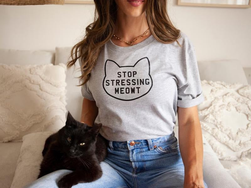 Stop Stressing Meowt Cat Shirt, Womens Cat Sweatshirt, Stop Stressing Meowt T-Shirt - Cute Cat Shirts - Cat Lover T-Shirt...