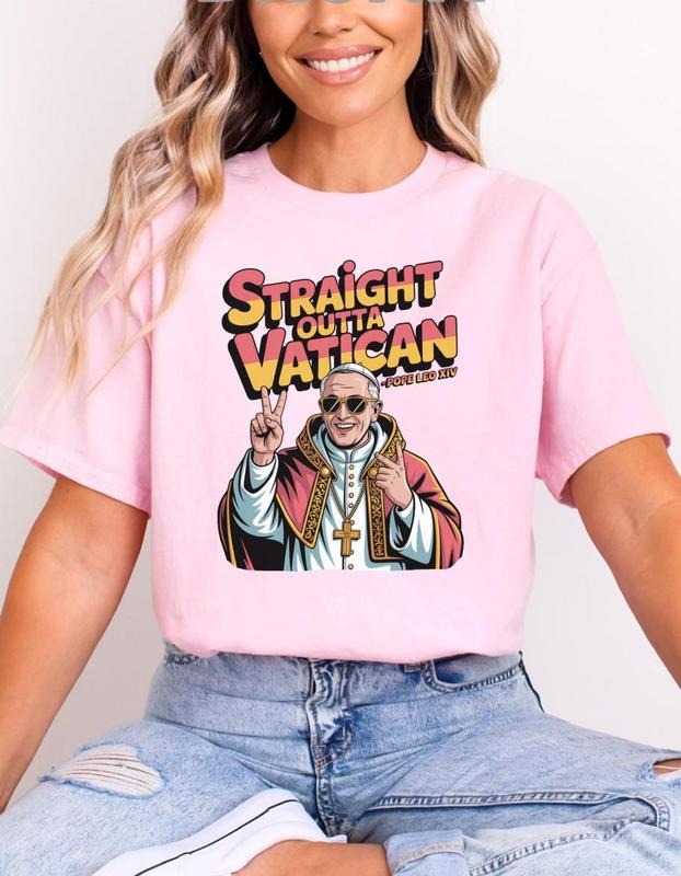 Straight Outta Vatican Pope Leo XIV Funny American Pope Shirt Hip Hop Pope Meme Graphic T-Shirt Gift, Trendy Looks, Stay...