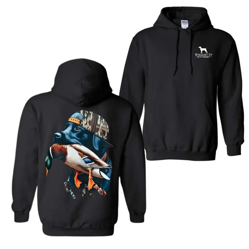 Straight Up Southern Dog Graphic 2-sided Shirt, Gift For Men, Classic, Menswear Top Hoodie Fabric Sweatshirt | WearSparks.com
