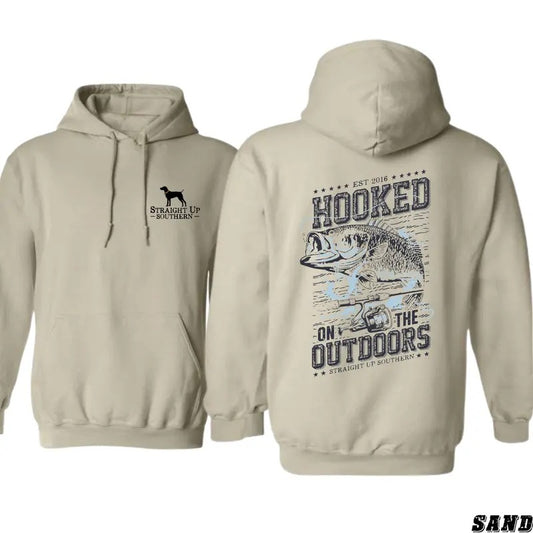 Straight Up Southern Hoodie - "Hooked on the Outdoors" Fishing Graphic Ideal for Anglers and Nature Lovers, Unisex Hoodie...