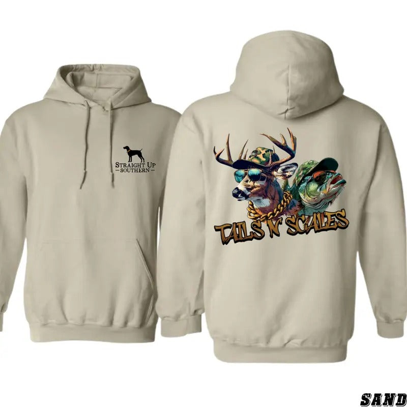 Straight Up Southern Hoodie - Bold and Fun Design Featuring Tails 'N' Scales Graphics, country boy clothes, Perfect for...