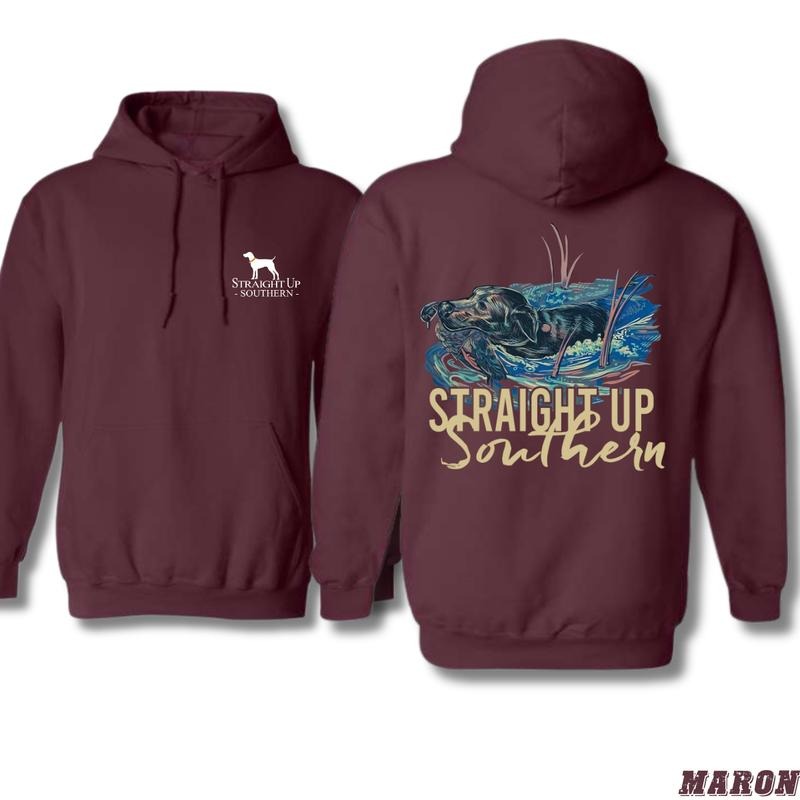 Straight Up Southern Hoodie - Camo Country Hoodies, Retrieving Dog Design, Perfect for Hunting and Outdoor Lovers,...