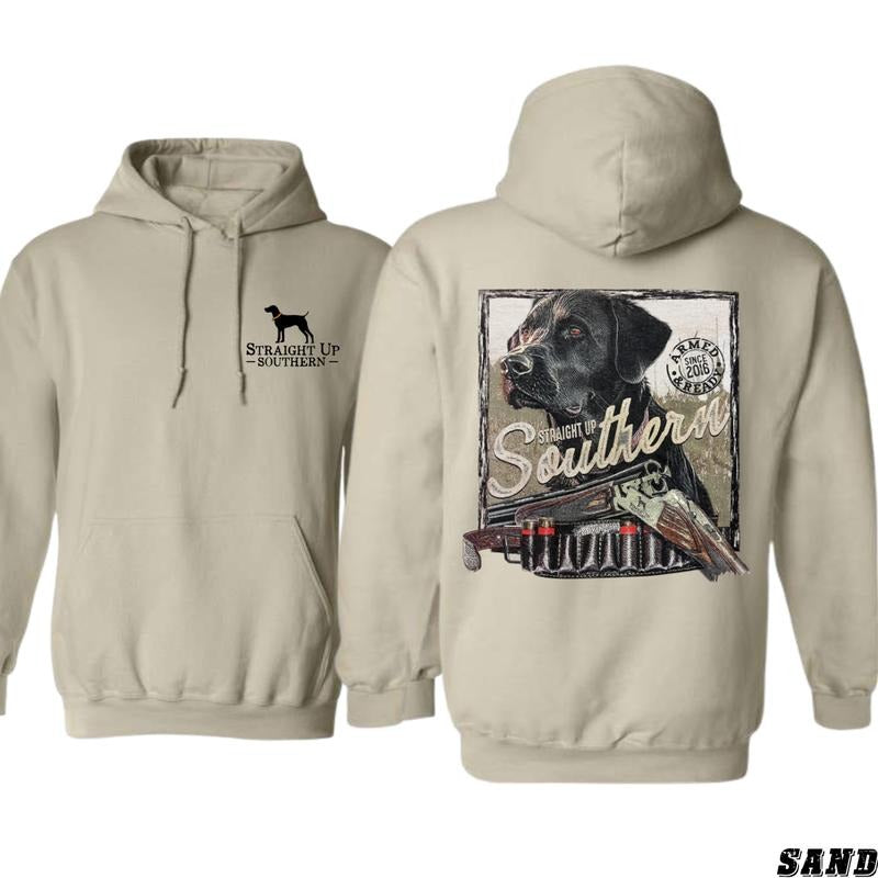 Straight Up Southern Hoodie - Hunting Dog and Shotgun Design, Comfortable Camo Country Sweatshirt, Ideal for Men and...