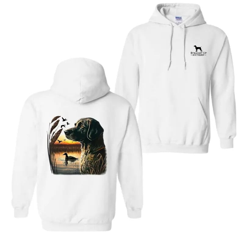Straight Up Southern T-Shirt, Hoodie Featuring A Hunting Dog And Sunset Scene , Rustic Outdoor, Sweaters Stylish Sweaters...