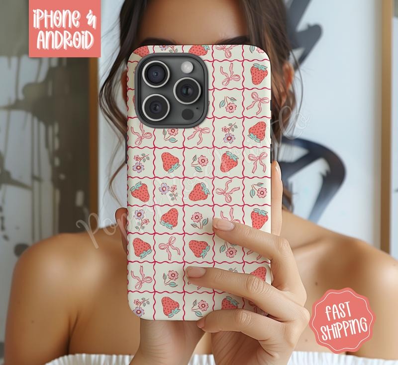 Strawberry Floral Phone Case Mag Safe Compatible Magnetic Tough Cases T-Shirts, Hoodie, Sweatshirt | WearSparks.com