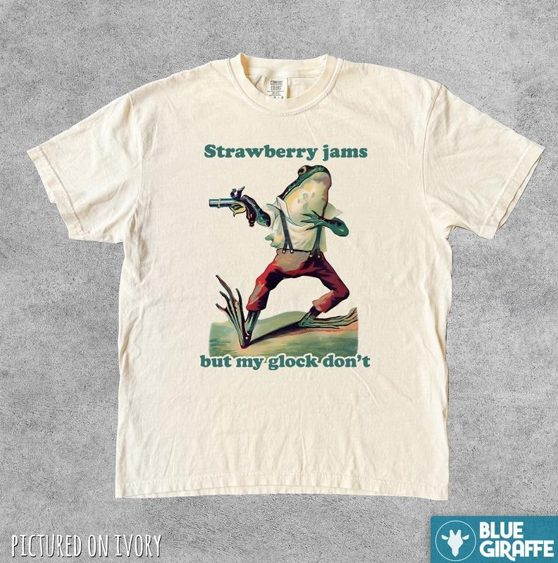Strawberry Jam Frog Meme T-Shirt, Meme Comfort Colors T-Shirt Menswear Top Hoodie, Sweatshirt | WearSparks.com