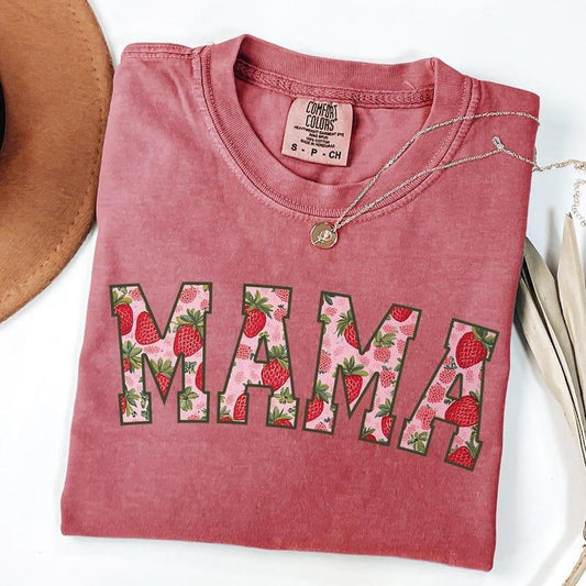 Strawberry Mama T Shirt Comfort Colors, Strawberry Mom Shirt, First Mothers Day Gift For Mama Tshirt, Baby Announcement,...