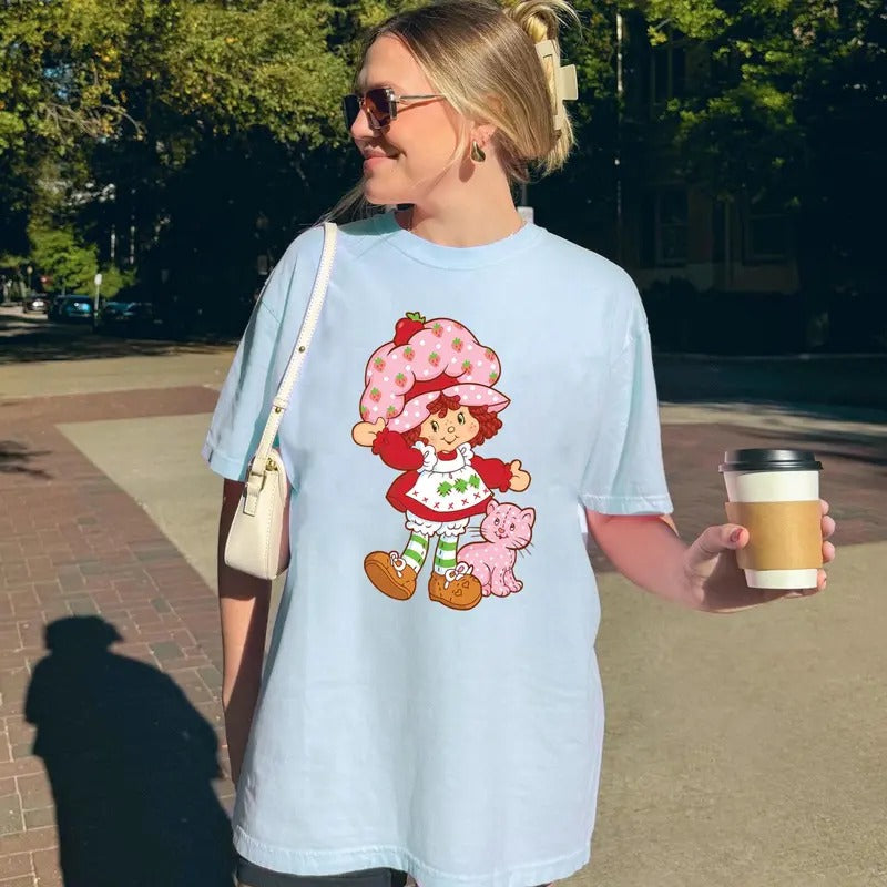Strawberry Pattern Shortcake Custard Cartoon Shirt For Men Women Full Size Hoodie, Sweatshirt | WearSparks.com