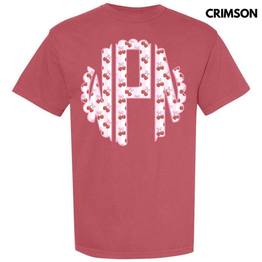 Strawberry Stripe Monogram Comfort Colors T-Shirt 'NLB' Hoodie, Sweatshirt | WearSparks.com