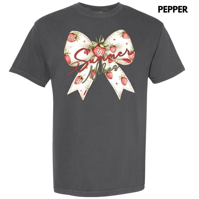 Strawberry Summer Bow Comfort Colors T-Shirt 'NLB' Hoodie, Sweatshirt | WearSparks.com