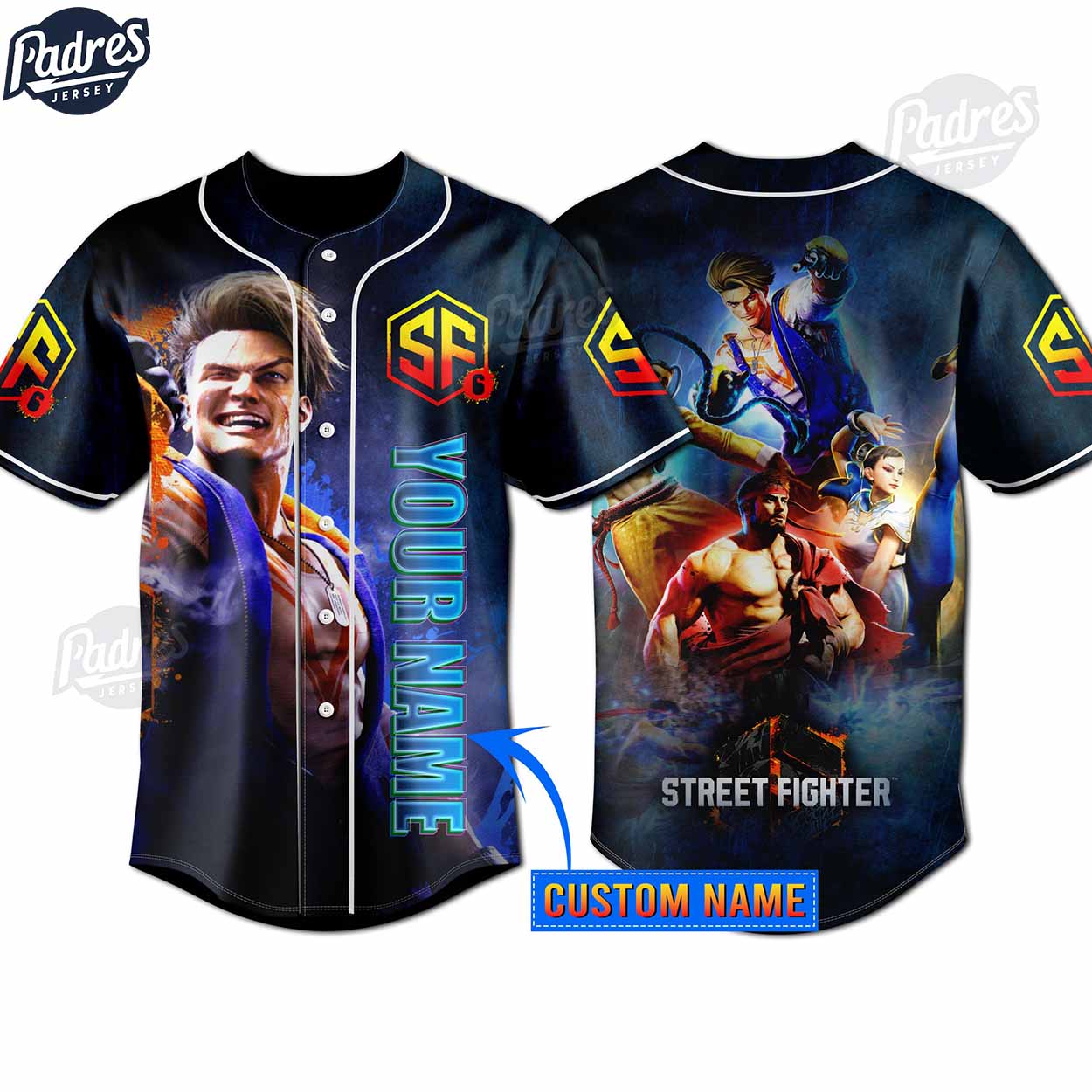 Street Fighter 6 Custom Baseball Jersey - Padres Jersey Oasis: Elevate Your Baseball Style Game T-Shirts,... (Image 1)