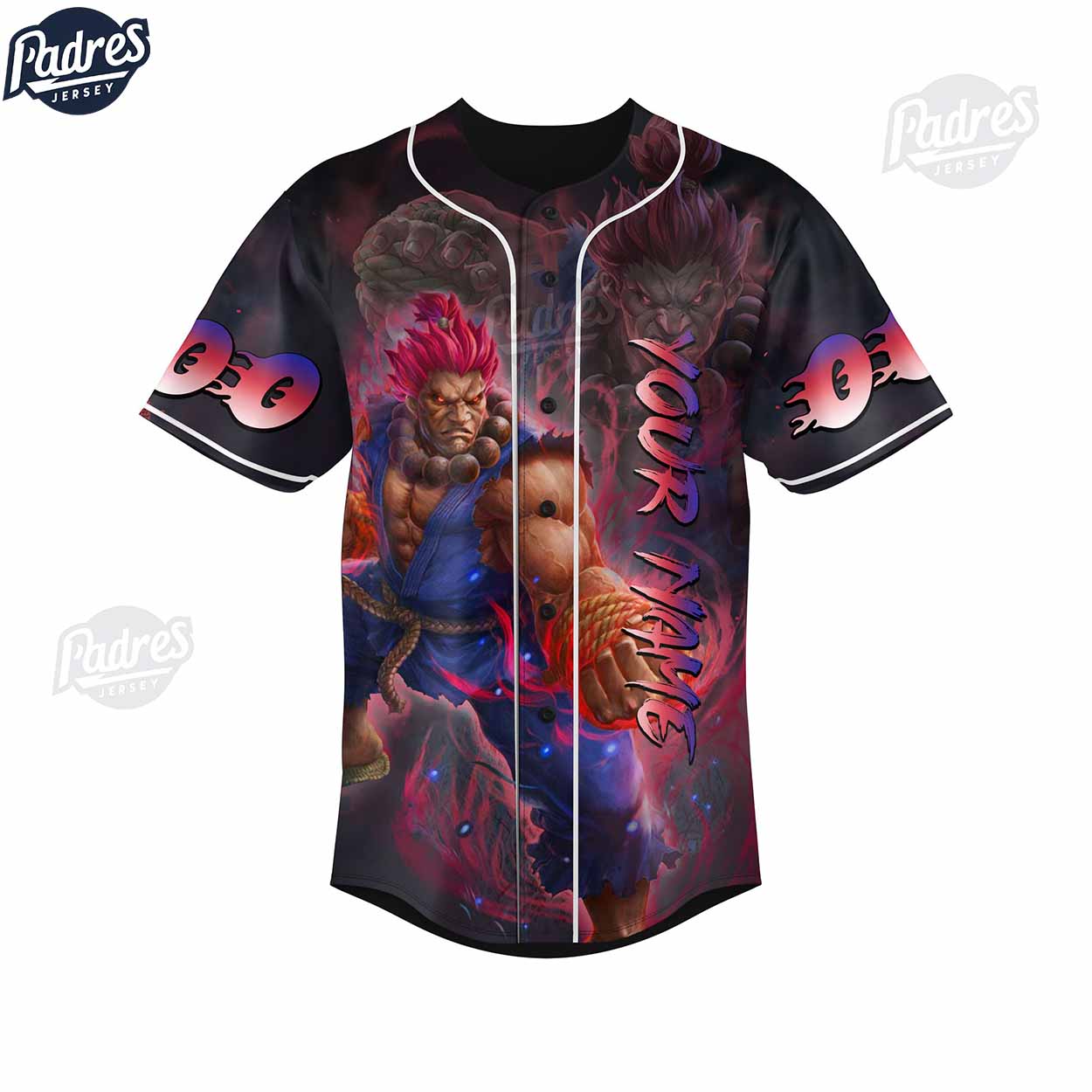 Street Fighter Akuma Custom Baseball Jersey - Padres Jersey Oasis: Elevate Your Baseball Style Game T-Shirts,... (Image 2)