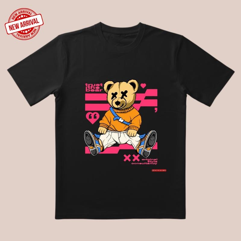 'Peachy Bear' Fleece Sweatshirt | 3D Cut & Orange-White Clash | Trendy All-Day Style for Date/Home/Streetwear T-Shirts,...