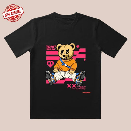 'Peachy Bear' Fleece Sweatshirt | 3D Cut & Orange-White Clash | Trendy All-Day Style for Date/Home/Streetwear T-Shirts,...
