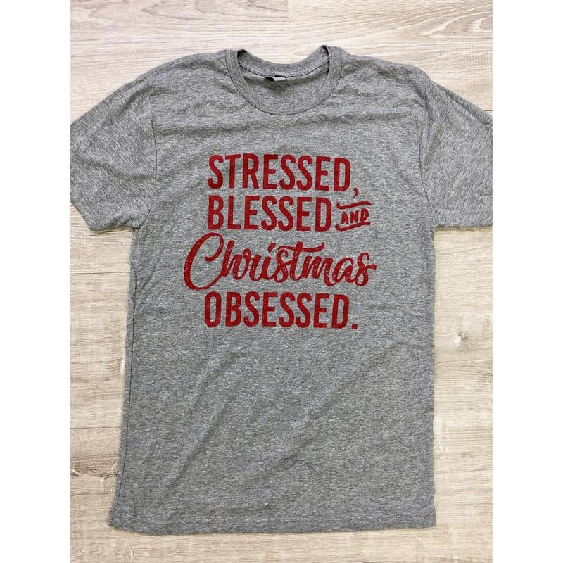 Stressed, Blessed & Christmas Obsessed Tee Hoodie, Sweatshirt | WearSparks.com