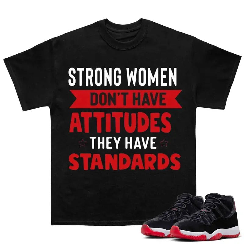 Strong Man Match 11s Bred Velvet Sneakers Outfits, Fitted Graphic Tee Cotton T-shirt, Perfect for Y2K, Streetwear, Rap...