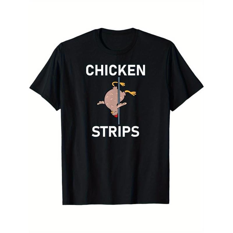 Stylish Chicken Print Crew Neck Tee - Men's Cotton Short Sleeve Casual T-Shirt for Outdoor Activities