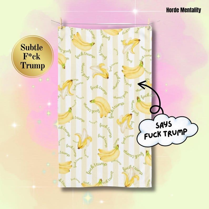 Subtle Anti Trump Hand Towel Banana Hand Towel Funny Political Home Decor Political Hand Towel Anti Fascist Home Decor...