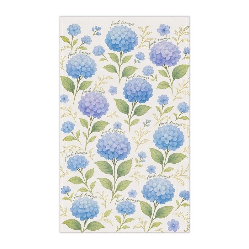 Subtle F*ck Trump Hand Towel, Hydrangeas Kitchen Towel, Anti Trump Tea Towel, Political Home Decor, FDT 4687, Democrat...