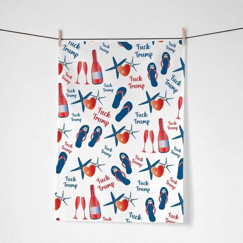 Subtle F*ck Trump Towel, Funny Political Home Decor, Flip Flops Beach Towel, Bridal Beach Towel, Sarcastic Liberal, FDT...