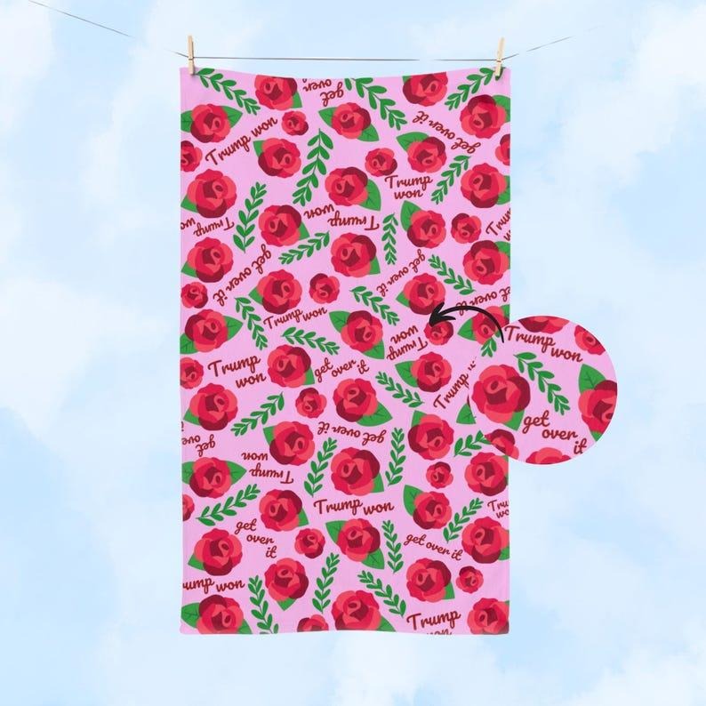 Subtle Trump Won Get Over It Hand Towel, Rose Kitchen Hand Towels, Dopamine Decor Citrus Decor Gift, Gifts For...