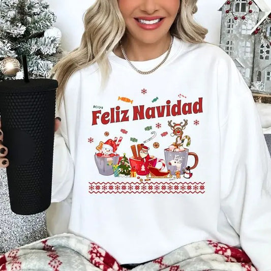 Sudadera para Navideña, sudadera de feliz navidad, spanish christmas, regalo para de navidad, sueter de navidad en...