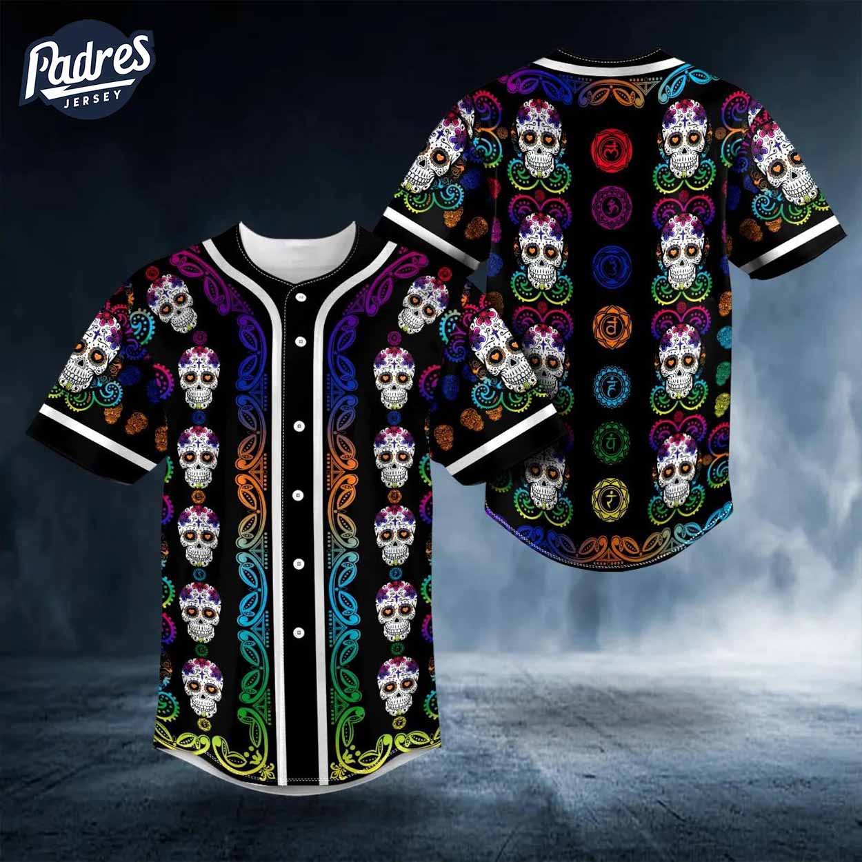 Sugar Skull Designs On Galaxy Pattern Baseball Jersey - Padres Jersey Oasis: Elevate Your Baseball Style Game T-Shirts,...