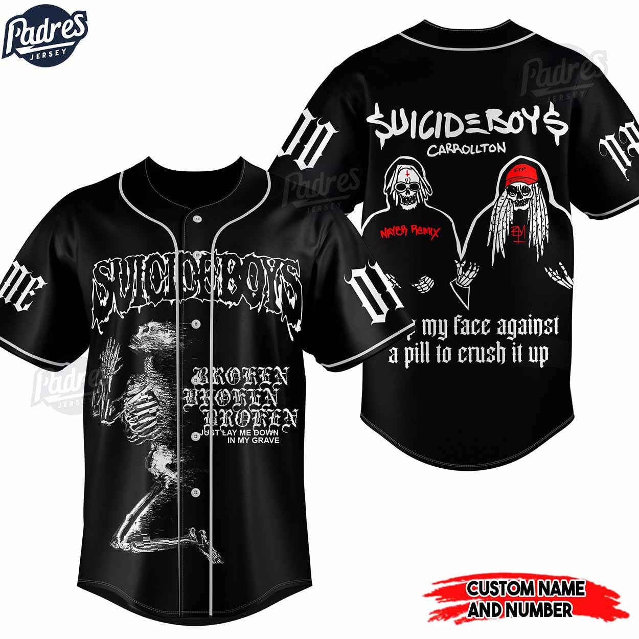 Suicideboys Carrollton Custom Black Baseball Jersey Online - Padres Jersey Oasis: Elevate Your Baseball Style... (Image 1)