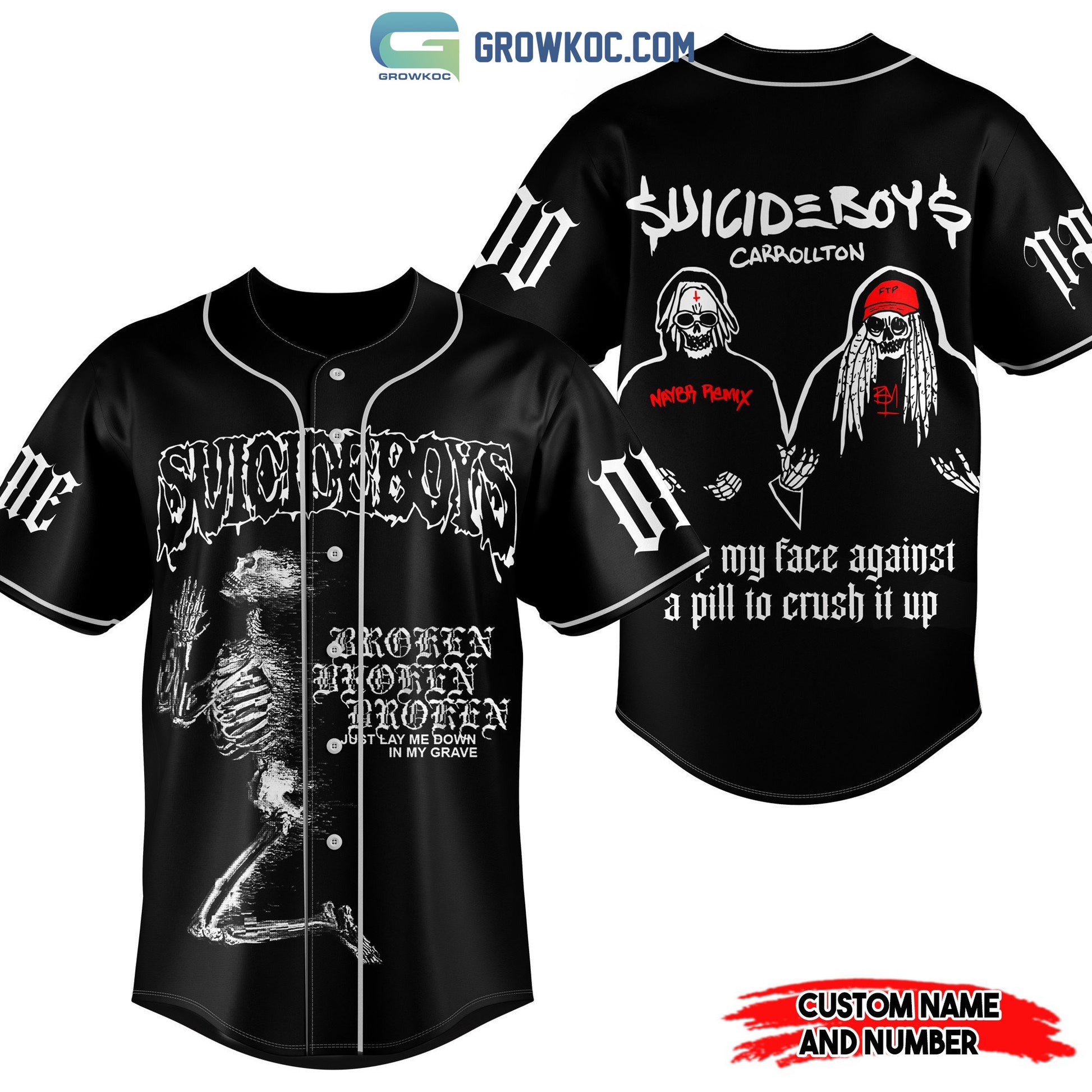 Suicideboys Carrollton Slap My Face Against A Pill To Crush It Up Personalized Baseball Jersey